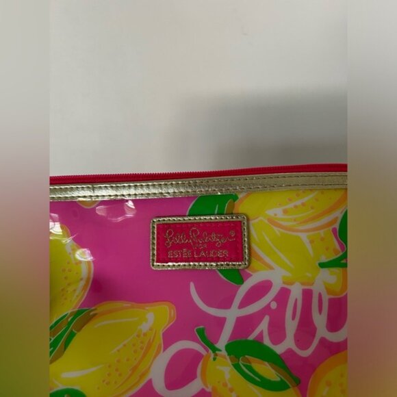 Lilly Pulitzer for Estee Lauder Makeup Bag Cosmetic Case Barbie Pink - Picture 2 of 5